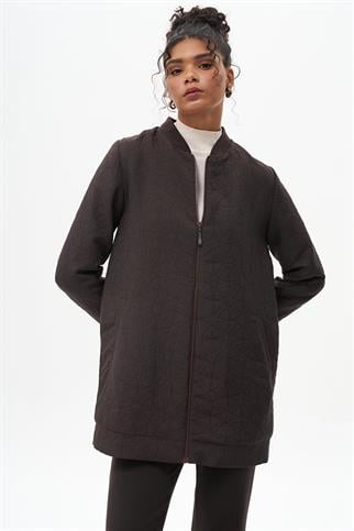 Yaprak Aplikeli Kahve Kadın Ceket 73015-2K5 