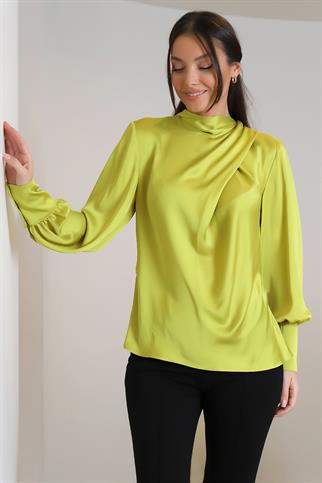 Klasik Kesim Olive Renk Kadın Bluz 3603-2K3