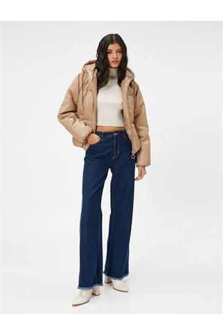 KAPÜŞONLU FERMUARLI VİZON KADIN MONT  4WAK20050EW-2K4