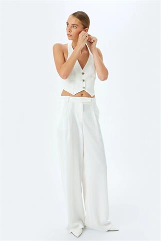 KOTON CEPLİ KIRIK BEYAZ KADIN PANTOLON  5SAK40088UW-2Y5