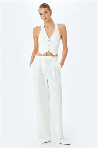 KOTON CEPLİ KIRIK BEYAZ KADIN PANTOLON  5SAK40088UW-2Y5