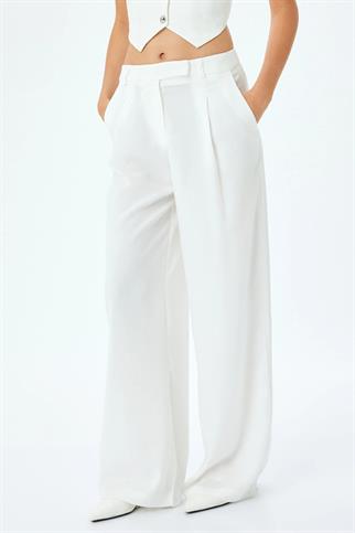 KOTON CEPLİ KIRIK BEYAZ KADIN PANTOLON  5SAK40088UW-2Y5