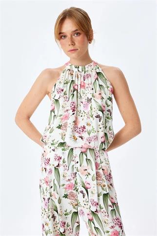 KOTON ÇİÇEK DESENLİ PEMBE KADIN BLUZ  5SAK6019OUW-2Y5