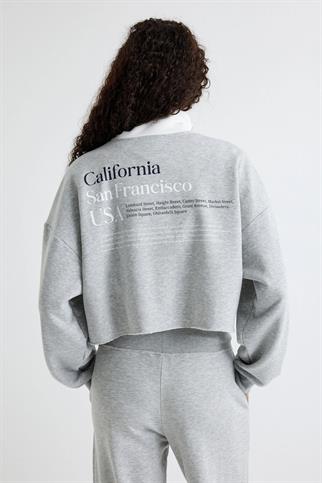 DİK YAKA FERMUARLI GRİ KADIN SWEATSHİRT  5WAK10236EK-2K5