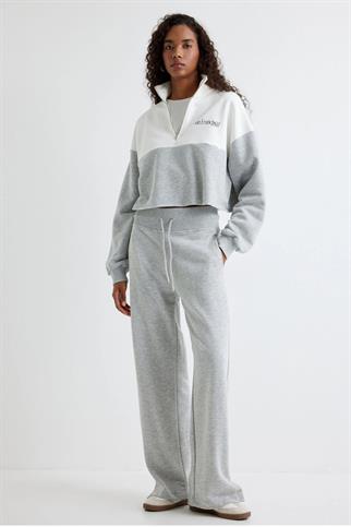 DİK YAKA FERMUARLI GRİ KADIN SWEATSHİRT  5WAK10236EK-2K5