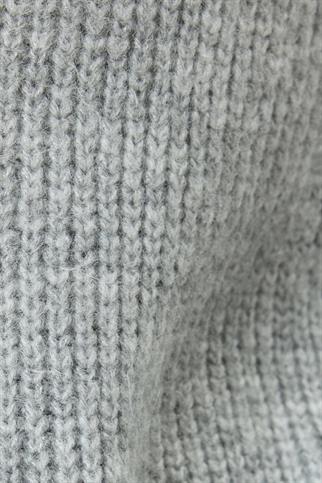 ÇİÇEK DÜĞMELİ UZUN KOLLU GRİ KADIN HIRKA  5WAK90184HT-2K5