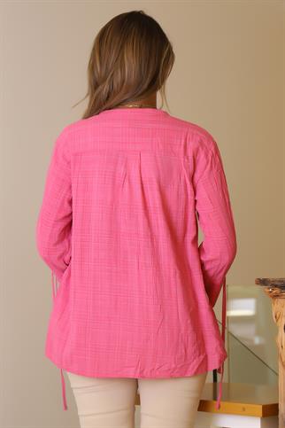 KOLLARI BAĞCIKLI FUŞYA KADIN GÖMLEK  NİSAN-2Y5