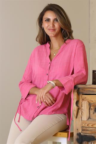 KOLLARI BAĞCIKLI FUŞYA KADIN GÖMLEK  NİSAN-2Y5