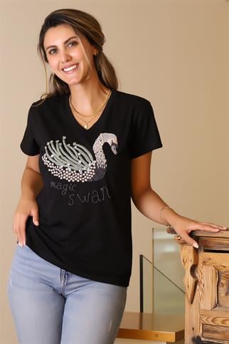 LADERRA136-2Y5 LADERRA T-SHIRTSİYAH