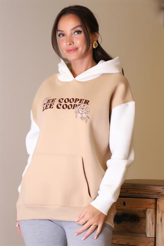 LEE COOPER KAPÜŞONLU BEJ KADIN SWEATSHİRT  241011-2K4