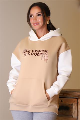 LEE COOPER KAPÜŞONLU BEJ KADIN SWEATSHİRT  241011-2K4