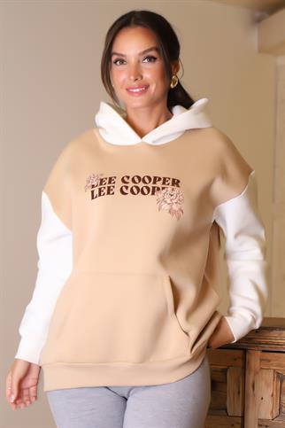 LEE COOPER KAPÜŞONLU BEJ KADIN SWEATSHİRT  241011-2K4