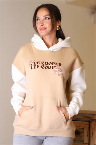 LEE COOPER KAPÜŞONLU BEJ KADIN SWEATSHİRT  241011-2K4