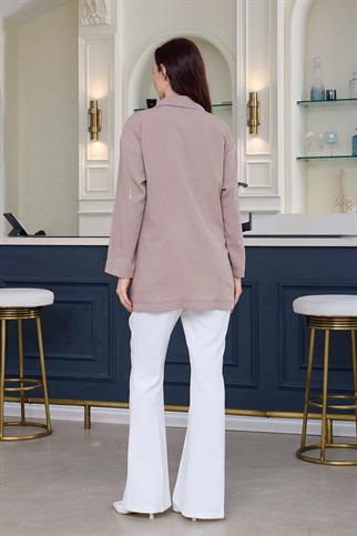 TAŞLI PÜSKÜLLÜ CUPRA VİZON KADIN CEKET  MA04.06-2Y5