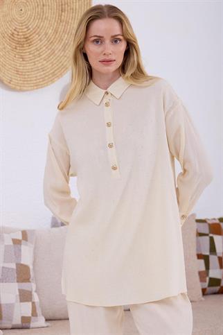 ŞEFFAF TAŞLI KETEN KADIN TAKIM MA24.14-2Y5