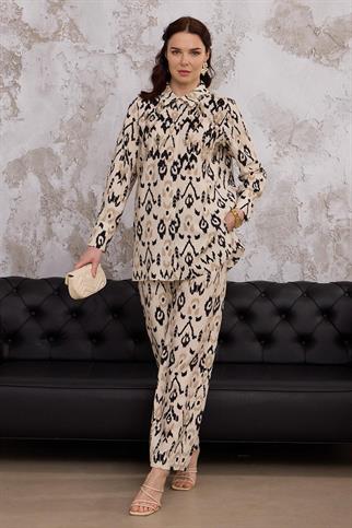 ETNİK DESENLİ İŞLEMELİ CUPRA BEJ  TAKIM MA24.20-2Y5