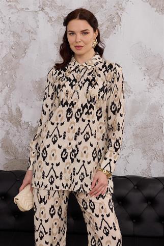 ETNİK DESENLİ İŞLEMELİ CUPRA BEJ  TAKIM MA24.20-2Y5