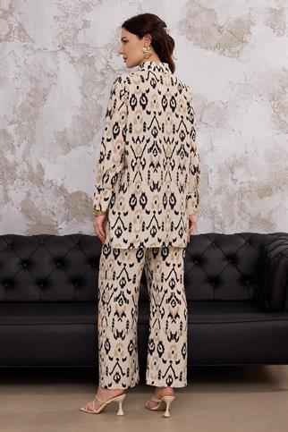 ETNİK DESENLİ İŞLEMELİ CUPRA BEJ  TAKIM MA24.20-2Y5