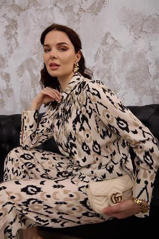 ETNİK DESENLİ İŞLEMELİ CUPRA BEJ  TAKIM MA24.20-2Y5