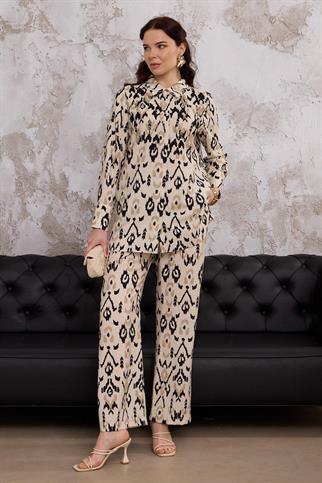 ETNİK DESENLİ İŞLEMELİ CUPRA BEJ  TAKIM MA24.20-2Y5