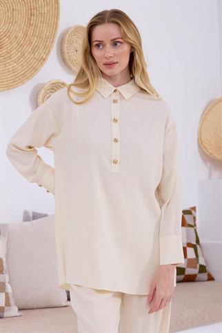 ŞEFFAF TAŞLI KETEN KADIN TAKIM MA24.14-2Y5