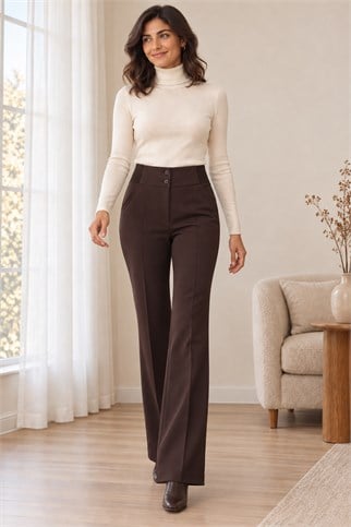 6386-2K7 SERPİL TANRIVERDİ PANTOLON-KAHVE