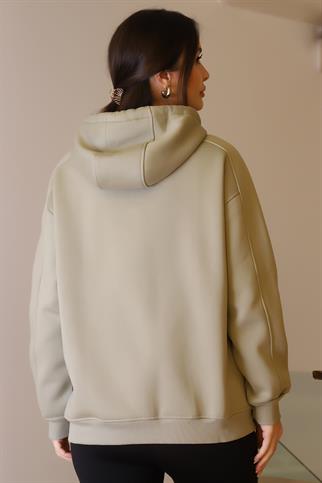 UZUN KOLLU KAPÜŞONLU ÇAĞLA KADIN SWEATSHİRT  5635-2K5