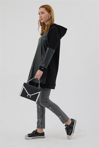 FERMUARLI DERİ DETAYLI SİYAH KADIN KAP MB15.152-2K5