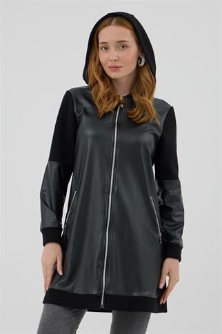 FERMUARLI DERİ DETAYLI SİYAH KADIN KAP MB15.152-2K5