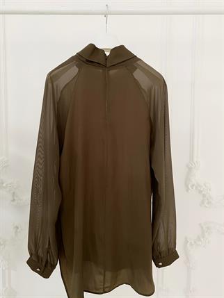 ŞİFON UZUN KOLLU HAKİ KADIN BLUZ MB01.21-2Y4