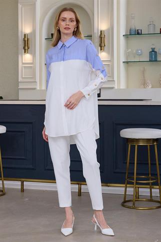 DÜĞME DETAYLI LEYLAK KADIN GÖMLEK   MB11.249-2Y5