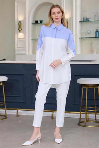 DÜĞME DETAYLI LEYLAK KADIN GÖMLEK   MB11.249-2Y5