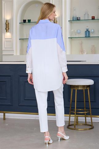 DÜĞME DETAYLI LEYLAK KADIN GÖMLEK   MB11.249-2Y5