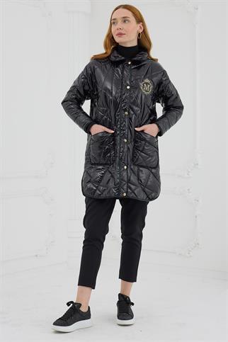 ÇITÇITLI ŞİŞME  SİYAH KADIN KABAN  MB15.150-2K5