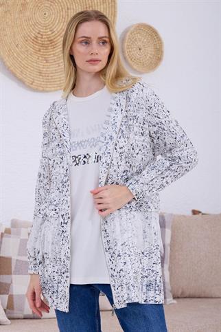 DANTEL DETAYLI DESENLİ EKRU KADIN  TAKIM  MB15.149-2Y5