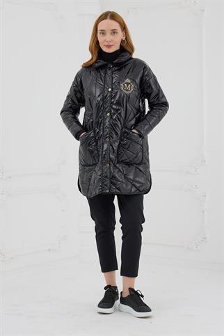 ÇITÇITLI ŞİŞME  SİYAH KADIN KABAN  MB15.150-2K5