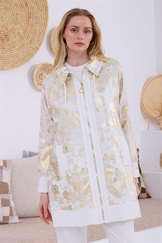 GOLD BASKILI DESENLİ KETEN GOLD KADIN  KAP MB15.160-2Y5