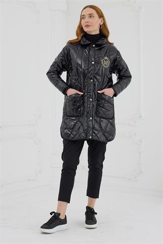 ÇITÇITLI ŞİŞME  SİYAH KADIN KABAN  MB15.150-2K5