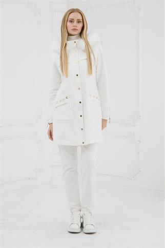  ZEBRA DESENLİ GOLD DETAYLI EKRU KADIN MONT MB18.72-2K5