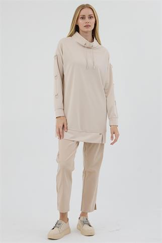 HALKA AKSESUARLI BEJ KADIN TUNİK MB21.273-2K5