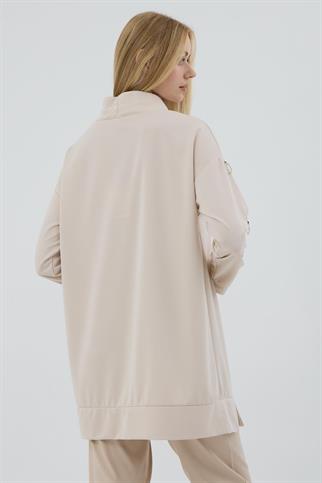 HALKA AKSESUARLI BEJ KADIN TUNİK MB21.273-2K5