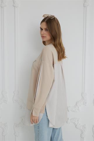 KUŞ İŞLEMELİ BEJ KADIN TUNİK MB21.272-2K5
