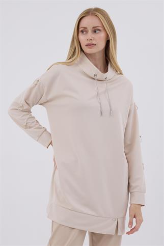 HALKA AKSESUARLI BEJ KADIN TUNİK MB21.273-2K5