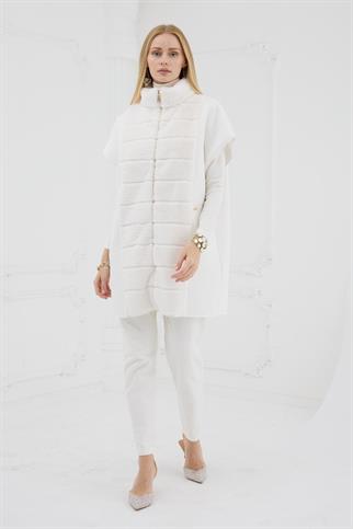 KÜRK DETAYLI EKRU KADIN PANÇO MB28.55-2K5