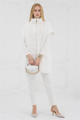 KÜRK DETAYLI EKRU KADIN PANÇO MB28.55-2K5