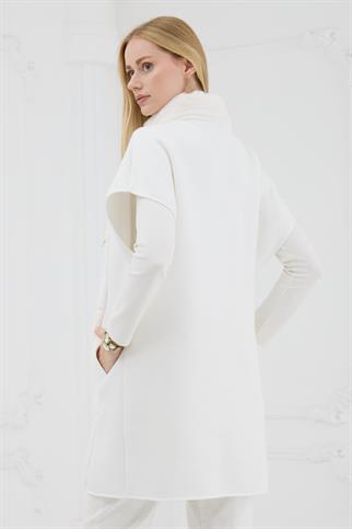 KÜRK DETAYLI EKRU KADIN PANÇO MB28.55-2K5