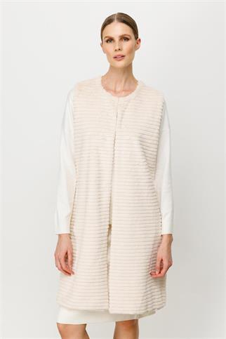 TRİKO KOMBİNLİ EKRU KADIN YELEK 20034-2K5