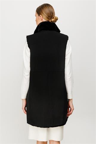İÇİ PELUŞ FERMUARLI SİYAH KADIN YELEK 2683-2K5