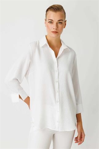 UZUN KOLLU EKRU KADIN GÖMLEK 30244-2Y4