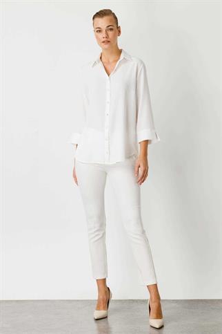 UZUN KOLLU EKRU KADIN GÖMLEK 30244-2Y4